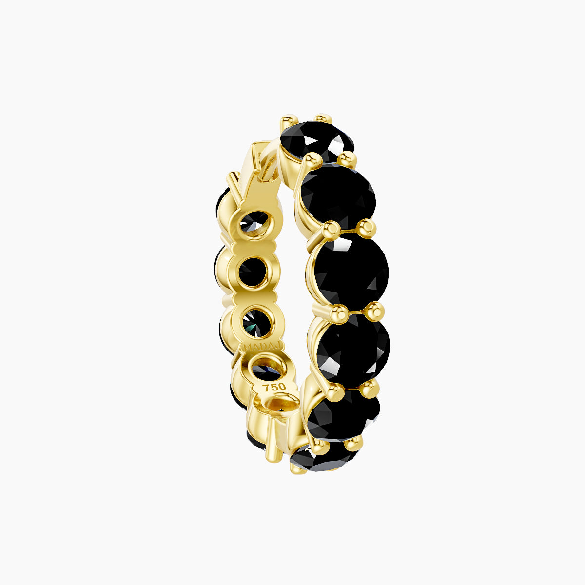 Diana | 18k Yellow Gold 9.5 mm Black Diamond Hoop Piercing