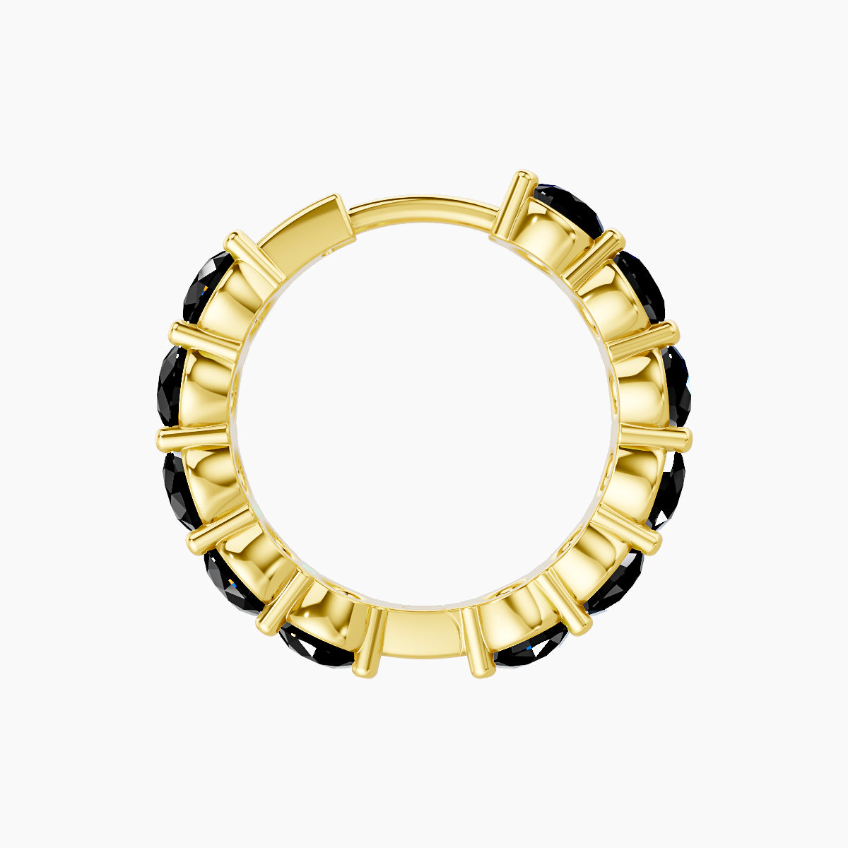 Diana | 18k Yellow Gold 9.5 mm Black Diamond Hoop Piercing