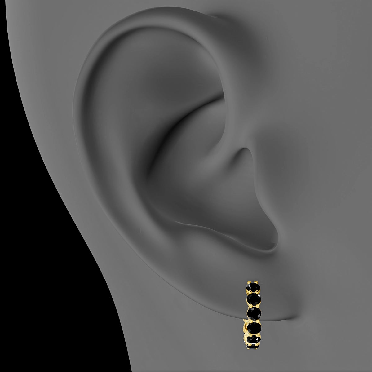 Diana | 18k Yellow Gold 9.5 mm Black Diamond Hoop Piercing