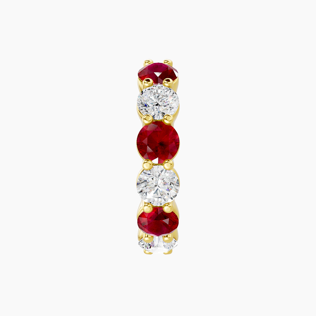 Diana | 18k Yellow Gold 9.5 mm Ruby & Diamond Hoop Piercing