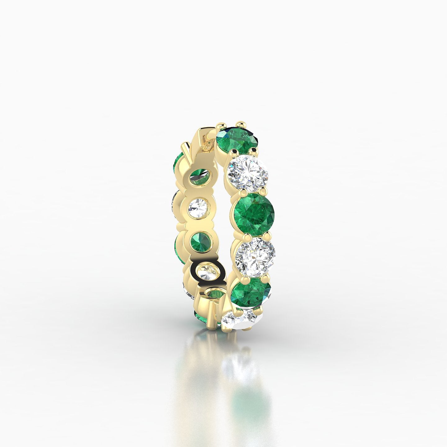 Diana | 18k Yellow Gold 9.5 mm Emerald & Diamond Hoop Piercing