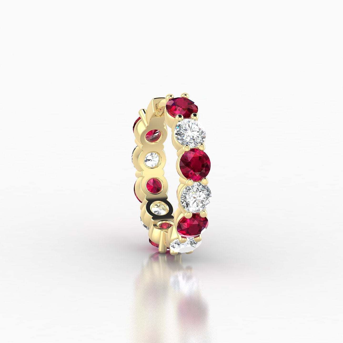 Diana | 18k Yellow Gold 9.5 mm Ruby & Diamond Hoop Piercing