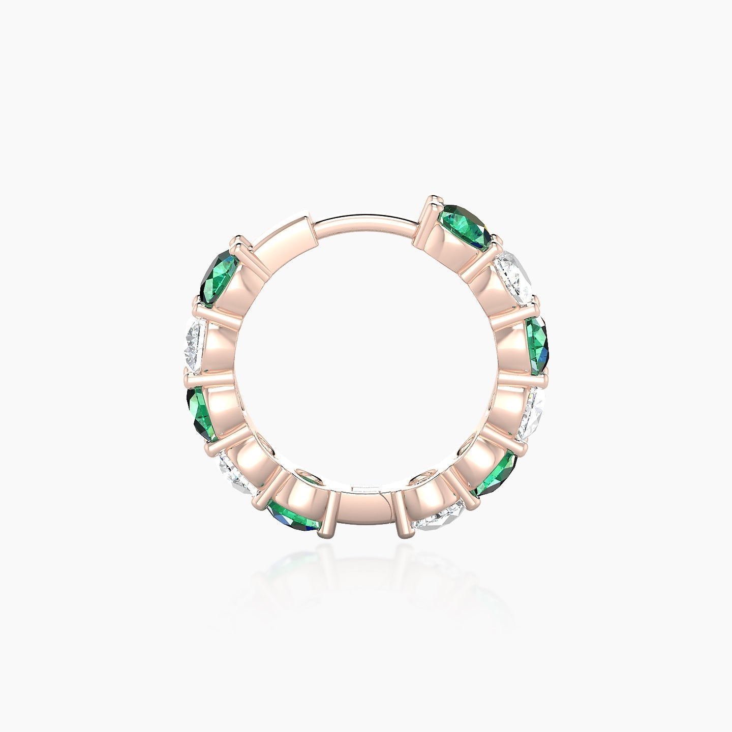 Diana | 18k Rose Gold 9.5 mm Emerald & Diamond Hoop Piercing