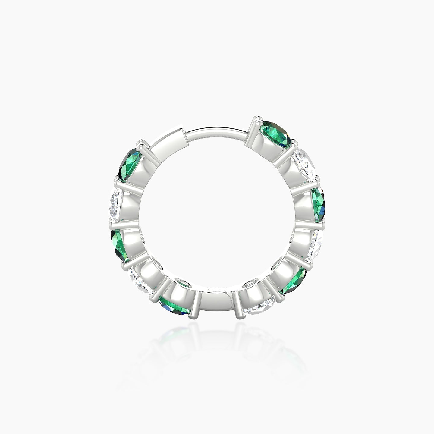 Diana | 18k White Gold 9.5 mm Emerald & Diamond Hoop Piercing