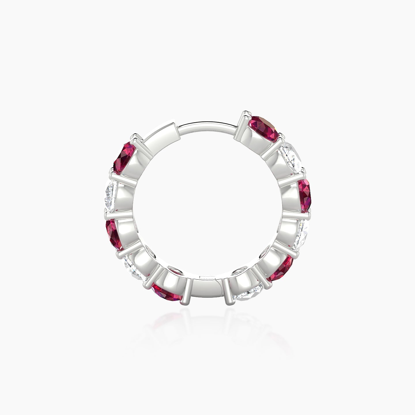 Diana | 18k White Gold 9.5 mm Ruby & Diamond Hoop Piercing