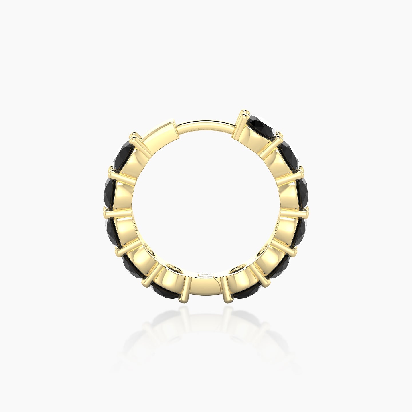 Diana | 18k Yellow Gold 9.5 mm Black Diamond Hoop Piercing