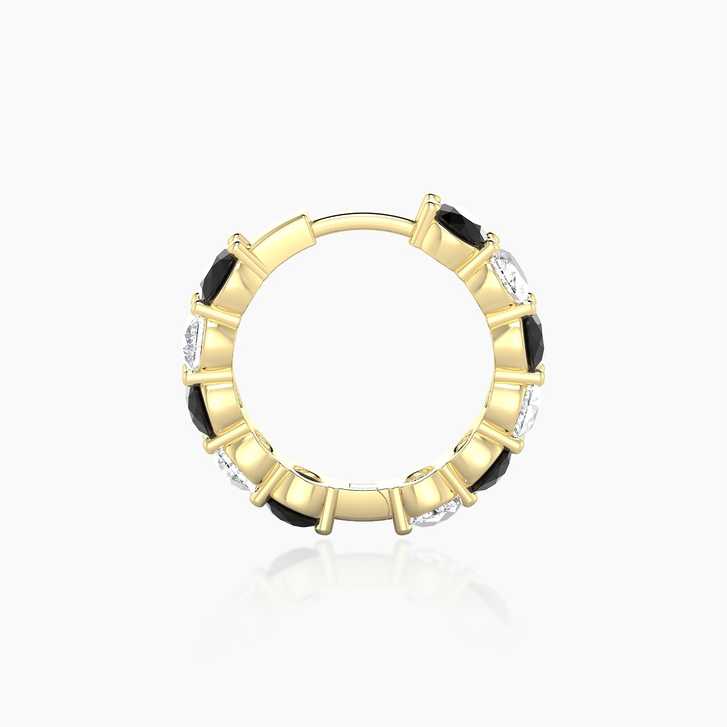 Diana | 18k Yellow Gold 9.5 mm Black Diamond & Diamond Hoop Piercing