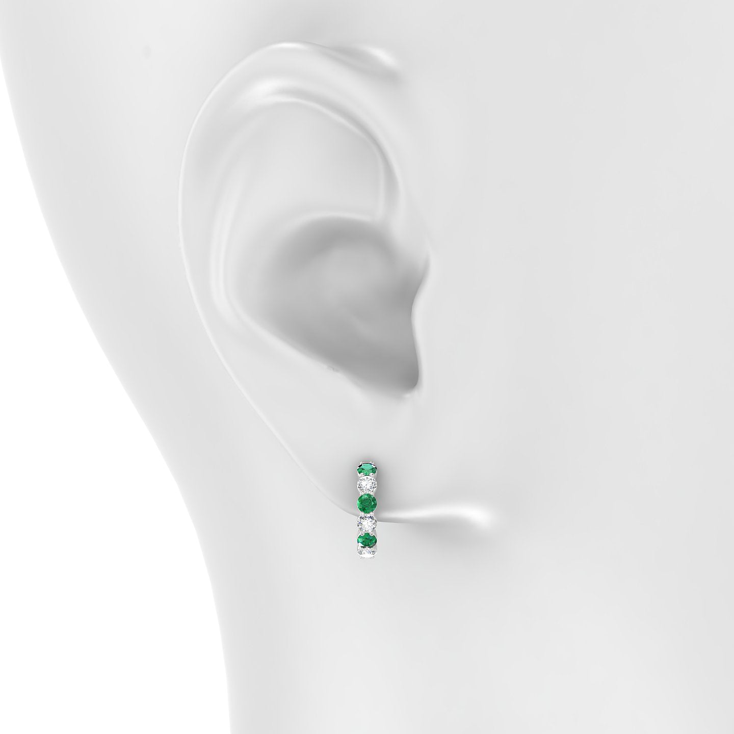 Diana | 18k White Gold 9.5 mm Emerald & Diamond Hoop Piercing