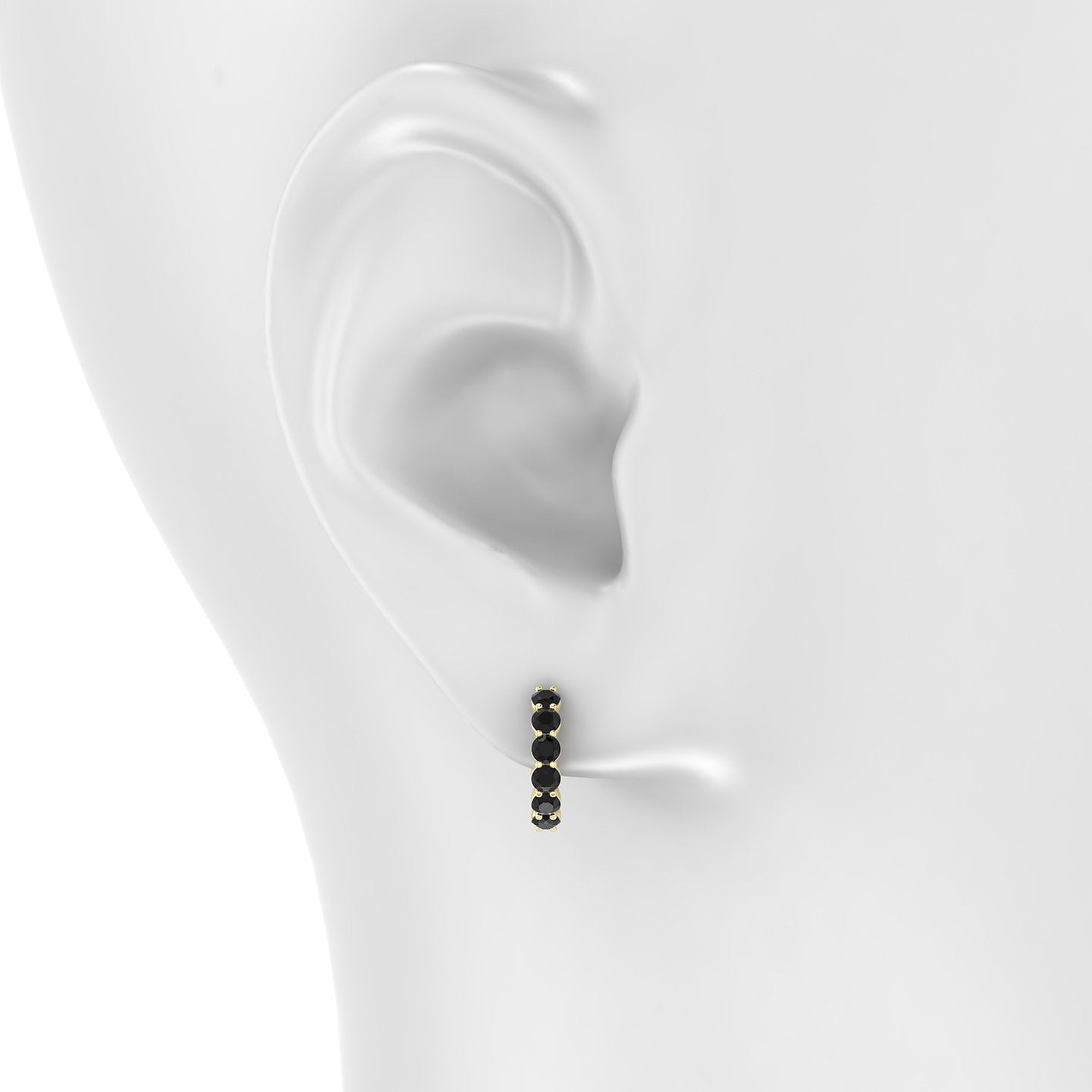 Diana | 18k Yellow Gold 9.5 mm Black Diamond Hoop Piercing
