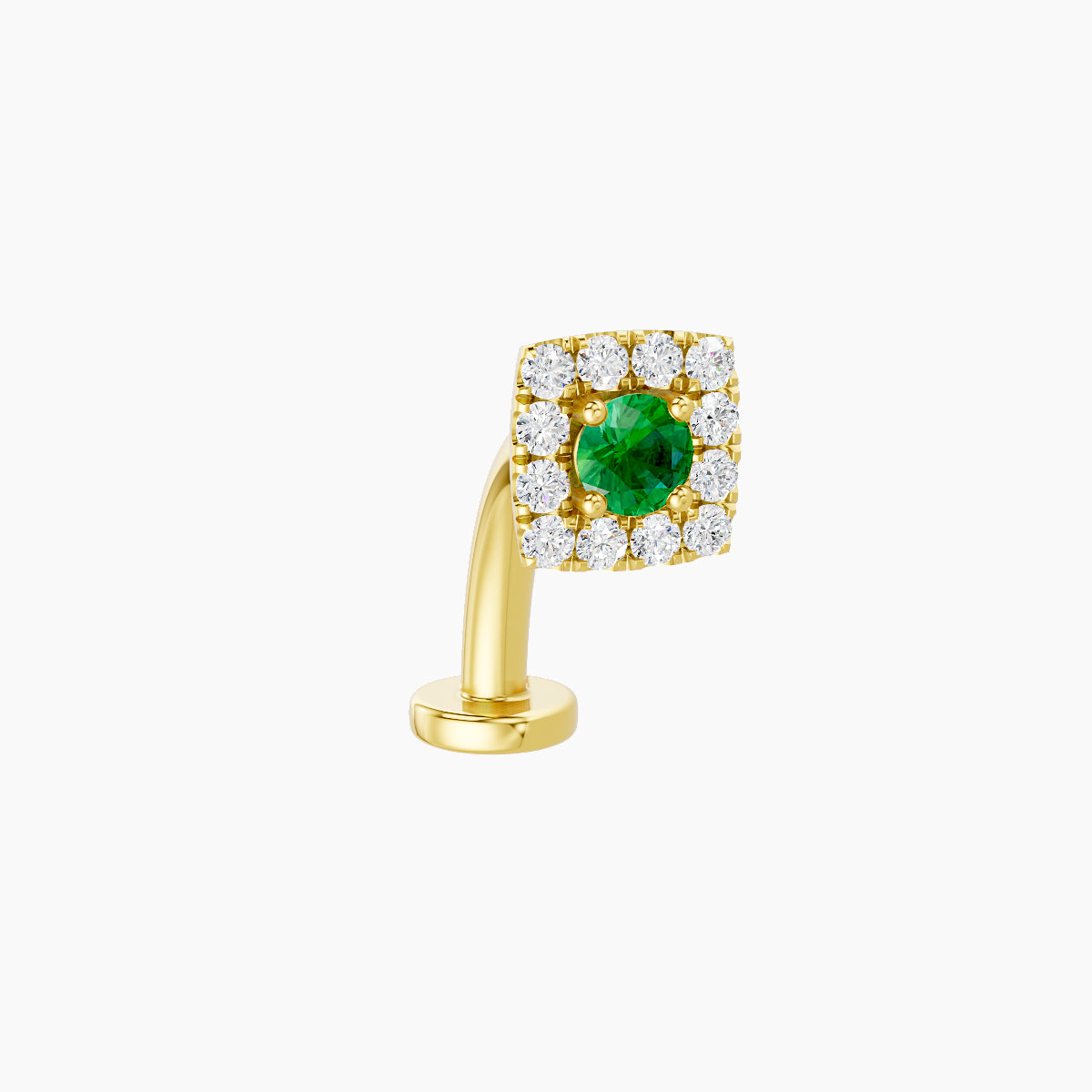 Diane | 18k Yellow Gold 10 mm 5 mm Emerald & Diamond Floating Navel Piercing