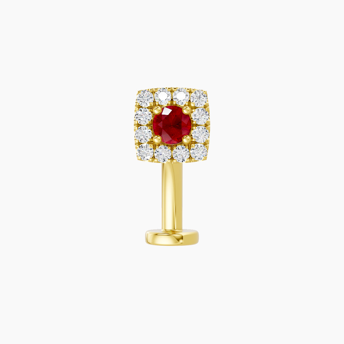 Diane | 18k Yellow Gold 10 mm 5 mm Ruby & Diamond Floating Navel Piercing