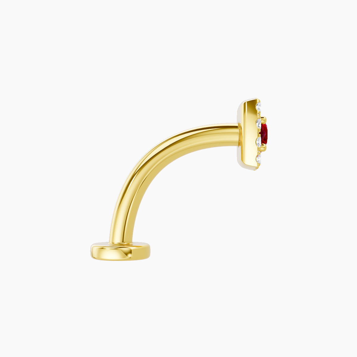 Diane | 18k Yellow Gold 10 mm 5 mm Ruby & Diamond Floating Navel Piercing