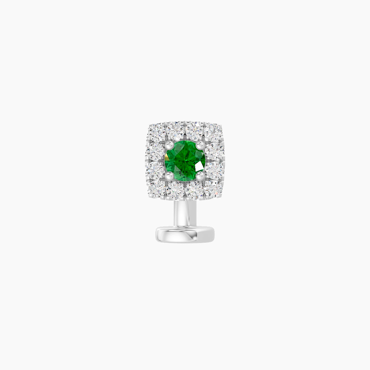 Diane | 18k White Gold 6 mm 5 mm Emerald & Diamond Floating Navel Piercing