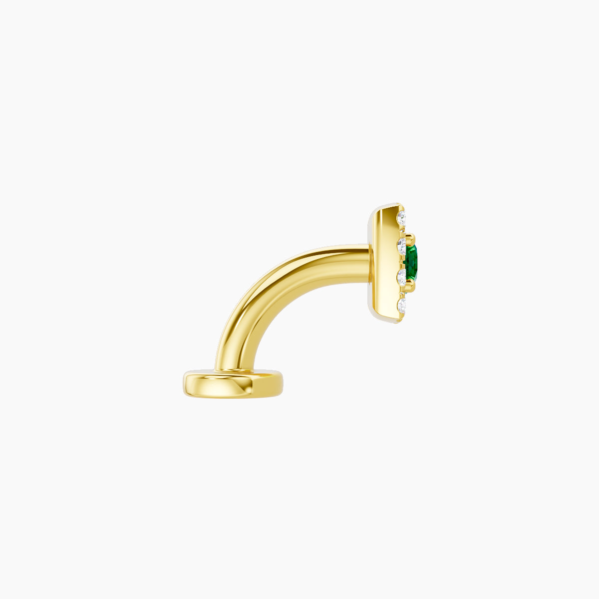 Diane | 18k Yellow Gold 6 mm 5 mm Emerald & Diamond Floating Navel Piercing