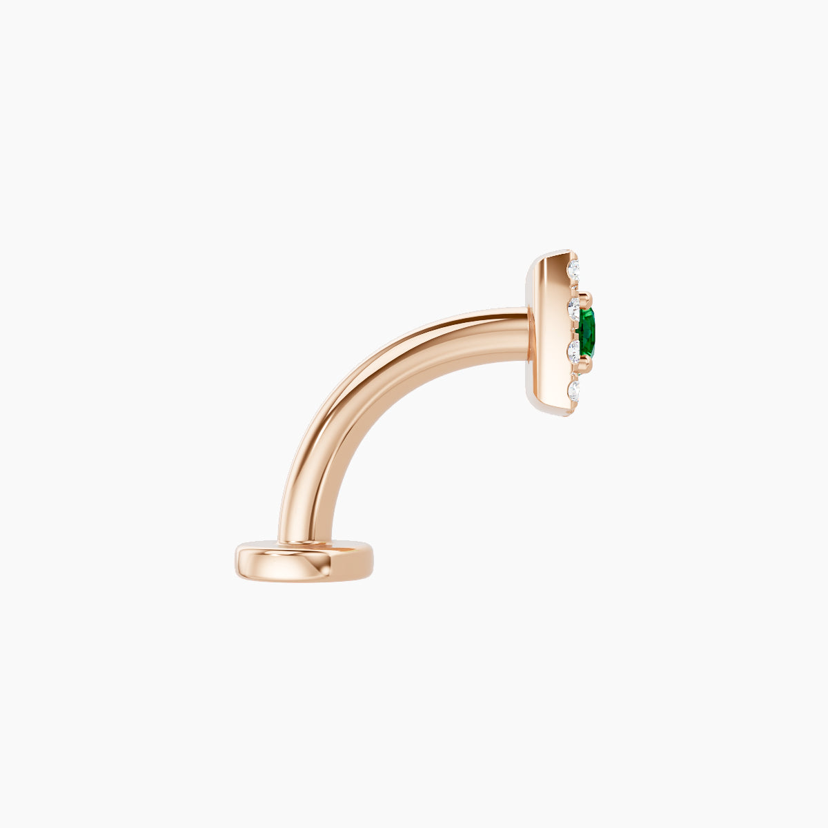 Diane | 18k Rose Gold 8 mm 5 mm Emerald & Diamond Floating Navel Piercing