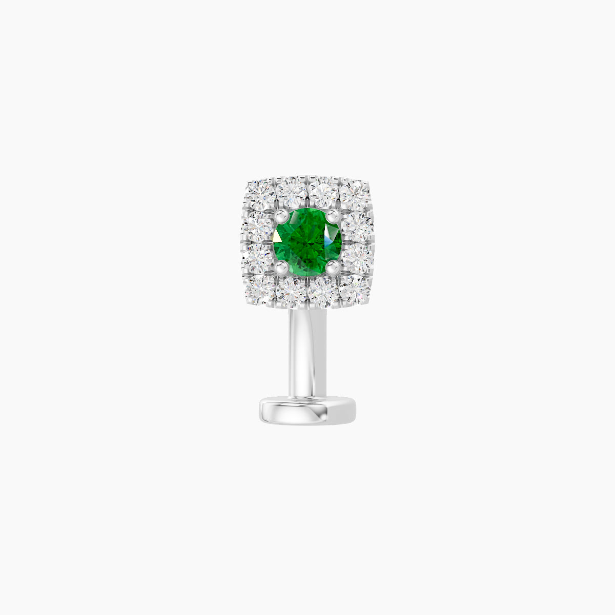 Diane | 18k White Gold 8 mm 5 mm Emerald & Diamond Floating Navel Piercing