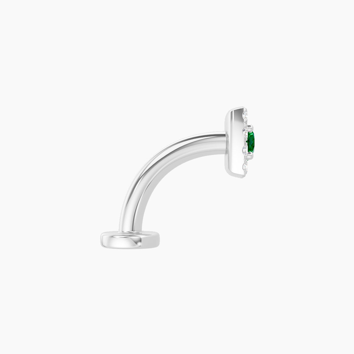 Diane | 18k White Gold 8 mm 5 mm Emerald & Diamond Floating Navel Piercing