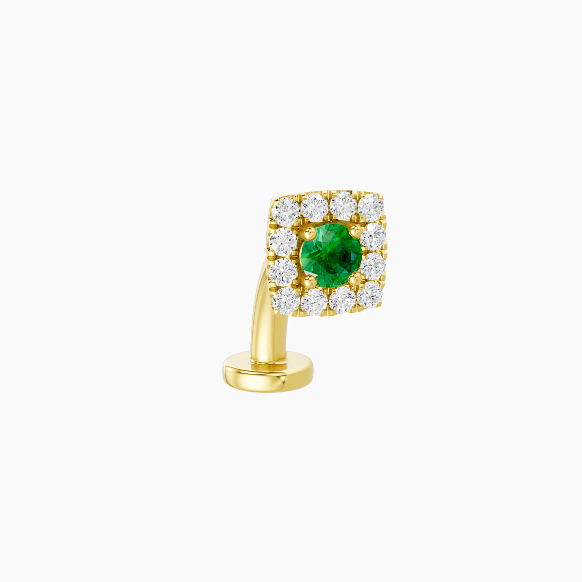 Diane | 18k Yellow Gold 8 mm 5 mm Emerald & Diamond Floating Navel Piercing