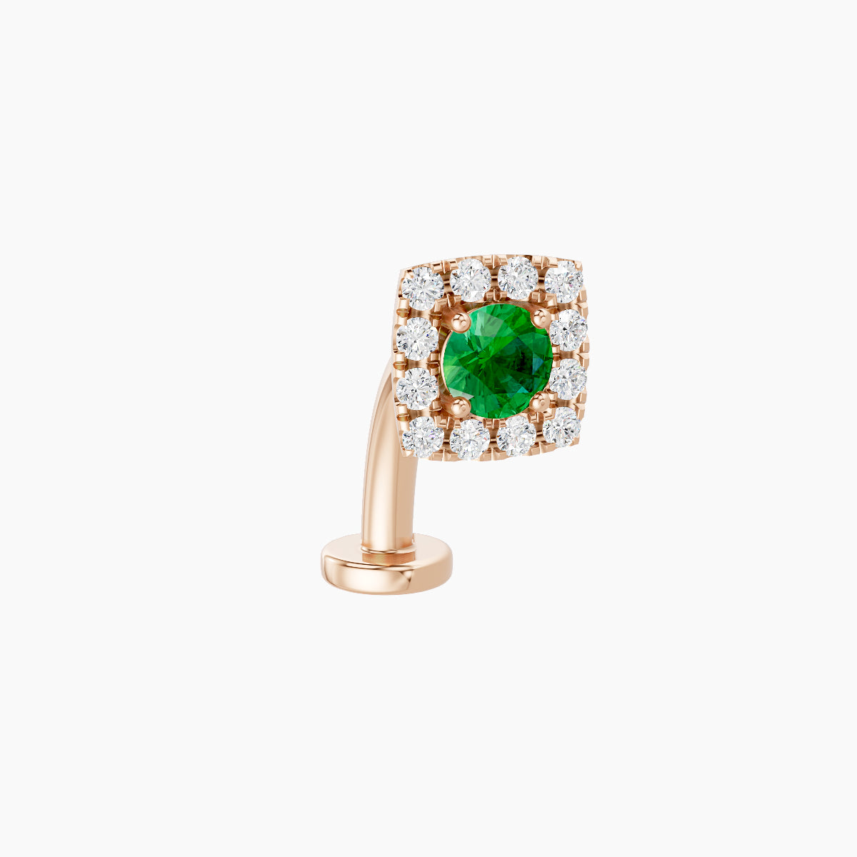 Diane | 18k Rose Gold 10 mm 5.5 mm Emerald & Diamond Floating Navel Piercing