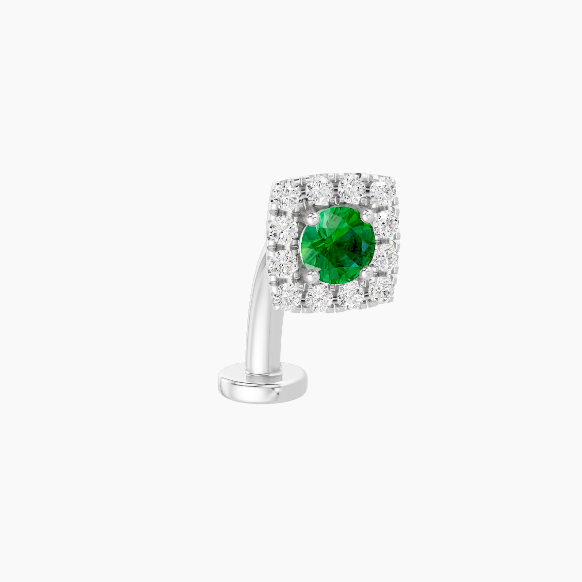Diane | 18k White Gold 10 mm 5.5 mm Emerald & Diamond Floating Navel Piercing
