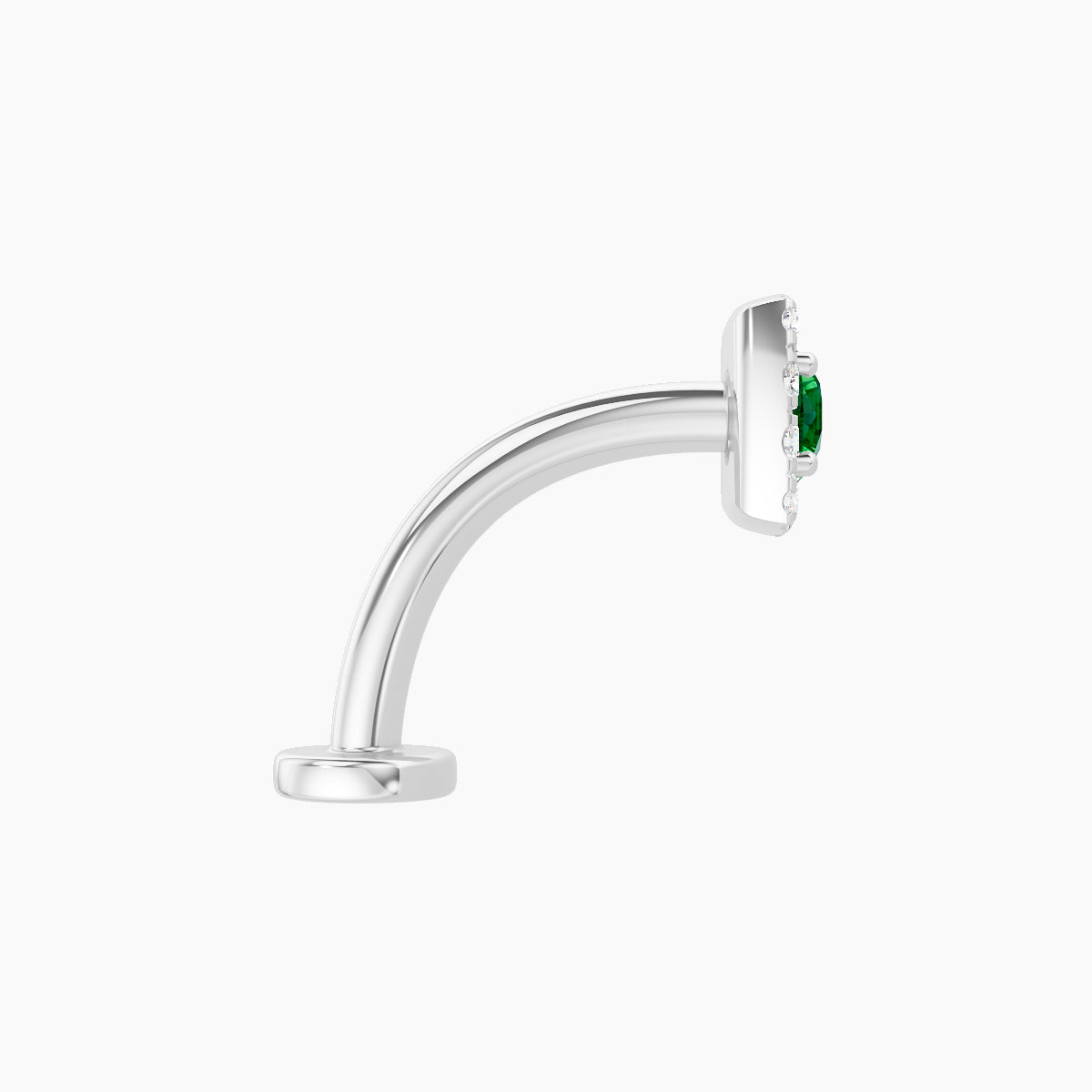 Diane | 18k White Gold 10 mm 5.5 mm Emerald & Diamond Floating Navel Piercing