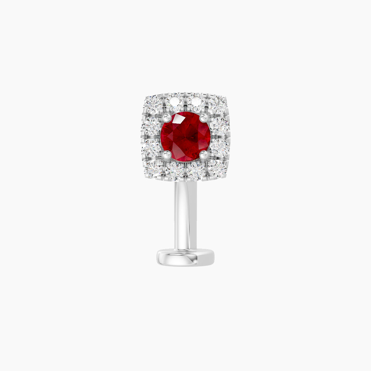 Diane | 18k White Gold 10 mm 5.5 mm Ruby & Diamond Floating Navel Piercing