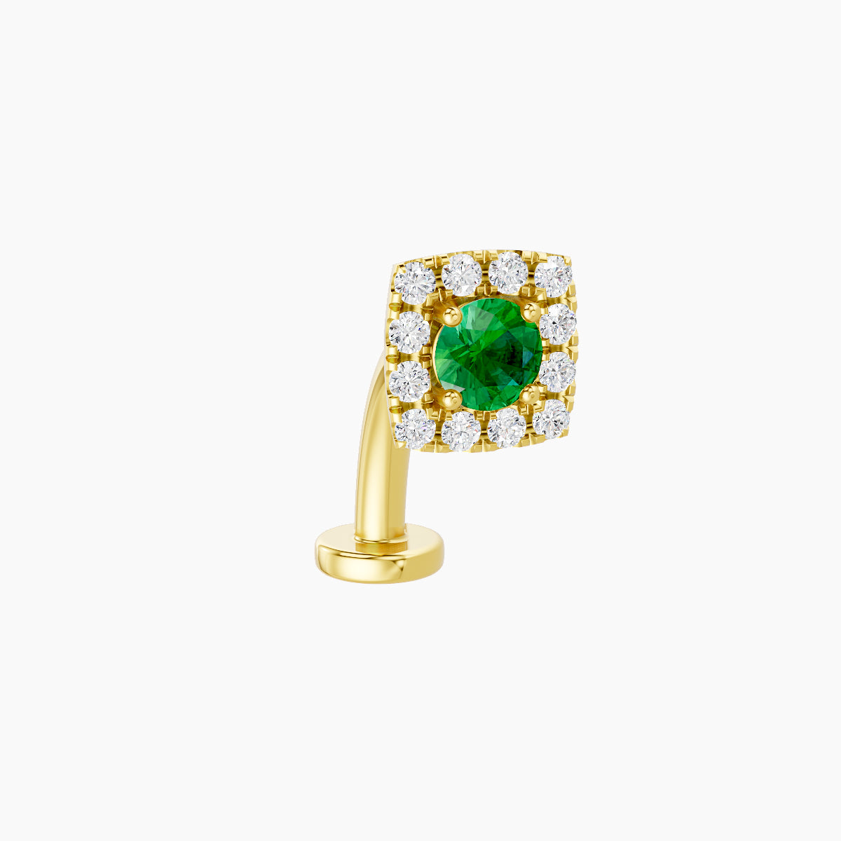 Diane | 18k Yellow Gold 10 mm 5.5 mm Emerald & Diamond Floating Navel Piercing