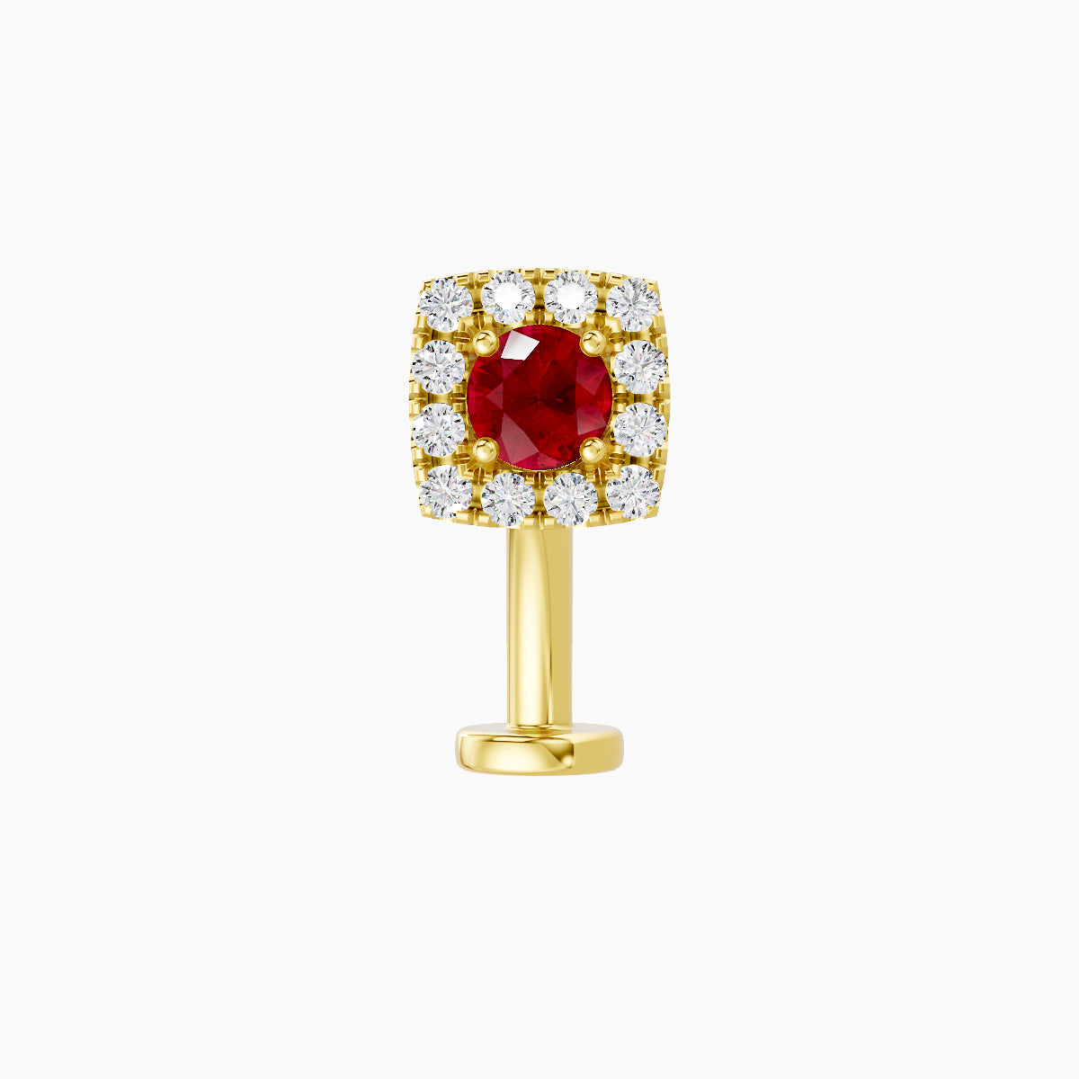 Diane | 18k Yellow Gold 10 mm 5.5 mm Ruby & Diamond Floating Navel Piercing
