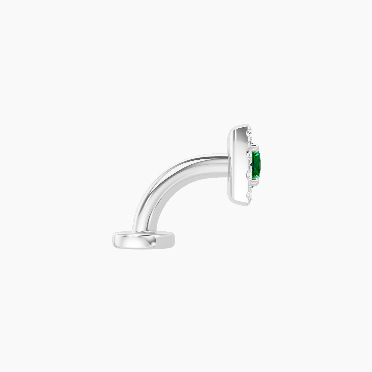 Diane | 18k White Gold 6 mm 5.5 mm Emerald & Diamond Floating Navel Piercing