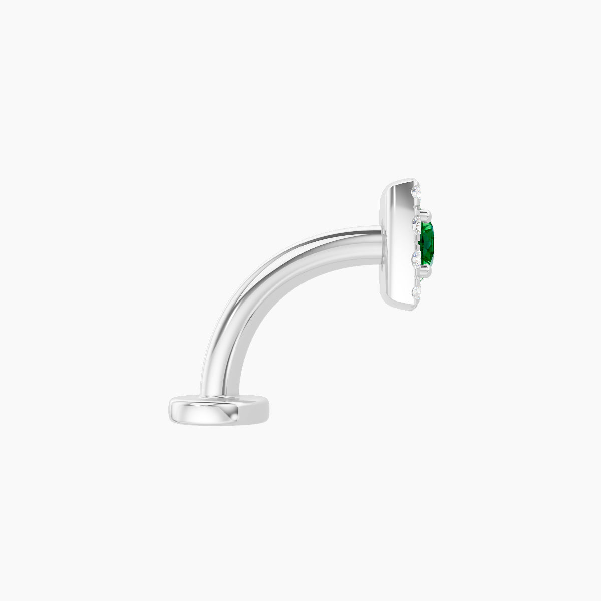 Diane | 18k White Gold 8 mm 5.5 mm Emerald & Diamond Floating Navel Piercing