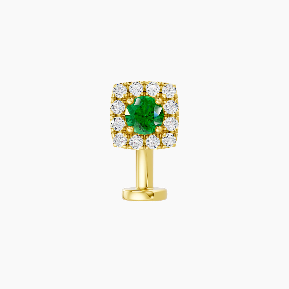 Diane | 18k Yellow Gold 8 mm 5.5 mm Emerald & Diamond Floating Navel Piercing