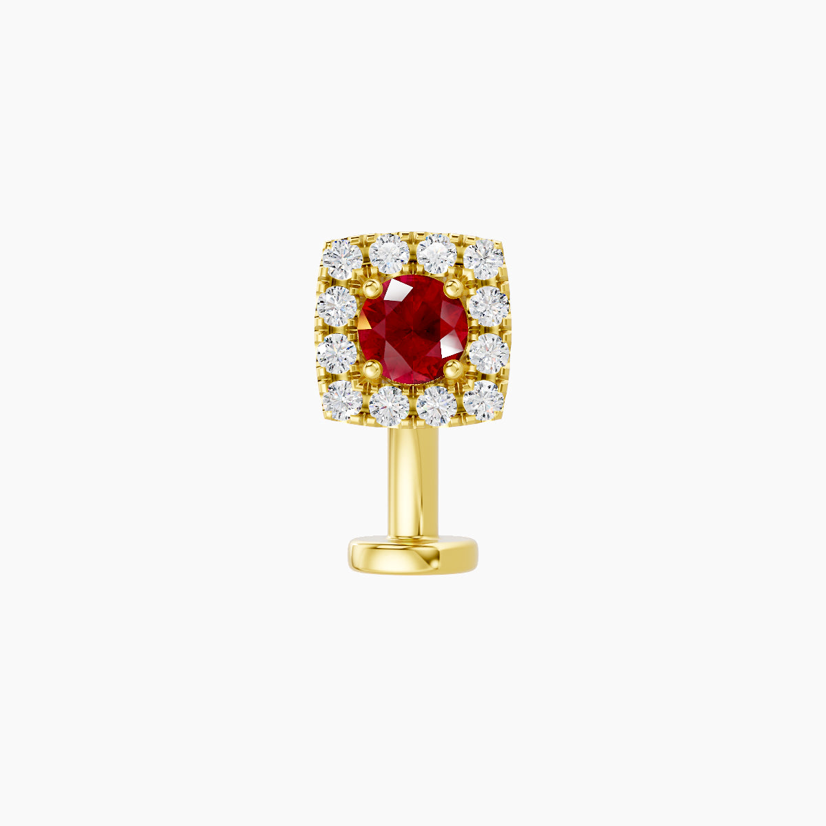 Diane | 18k Yellow Gold 8 mm 5.5 mm Ruby & Diamond Floating Navel Piercing