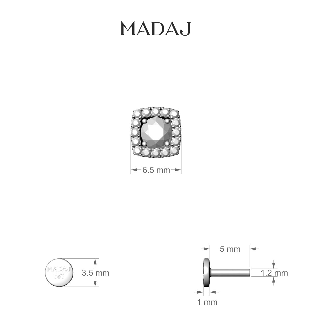 Diane | 18k Rose Gold 6.5 mm 5 mm Diamond Piercing