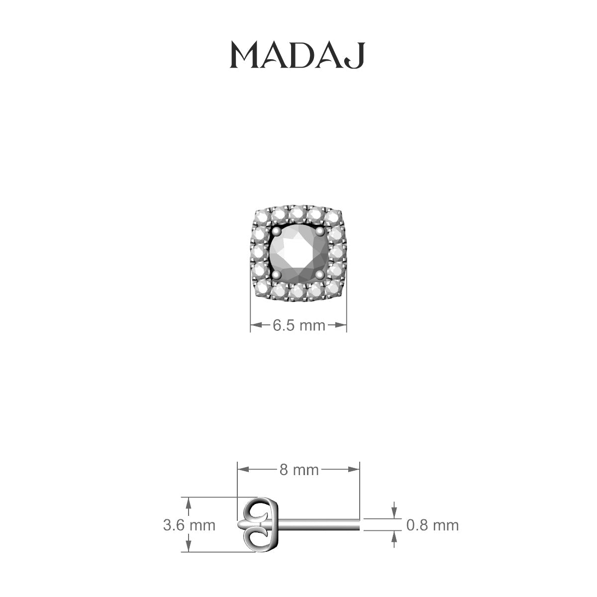 Diane | 18k Rose Gold 6.5 mm Diamond Earring