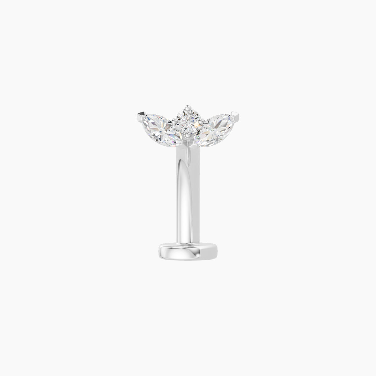 Dione | 18k White Gold 6.5 mm 10 mm Lotus Diamond Floating Navel Piercing