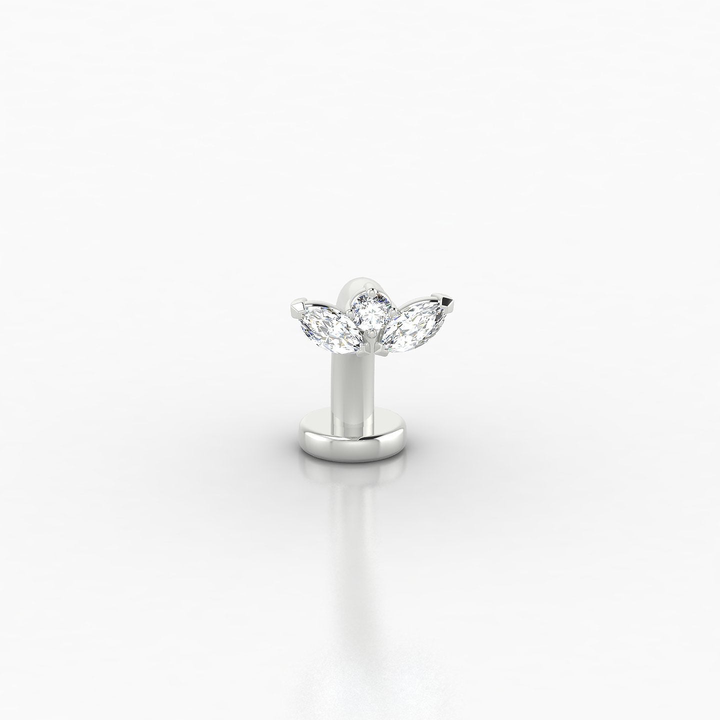 Dione | 18k White Gold 10 mm 6.5 mm Lotus Diamond Floating Navel Piercing