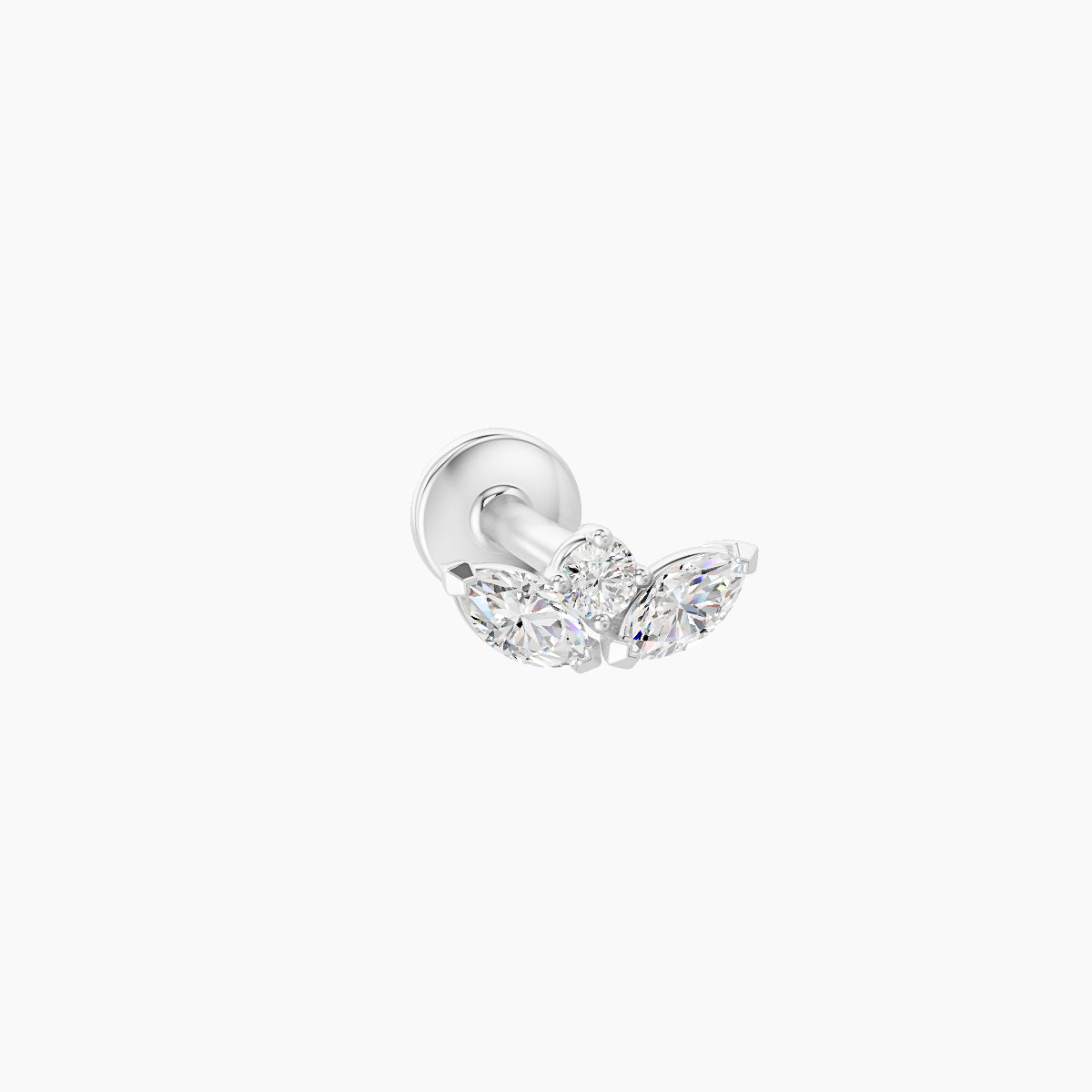 Dione | 18k White Gold 6.5 mm 5 mm Lotus Diamond Nose Piercing