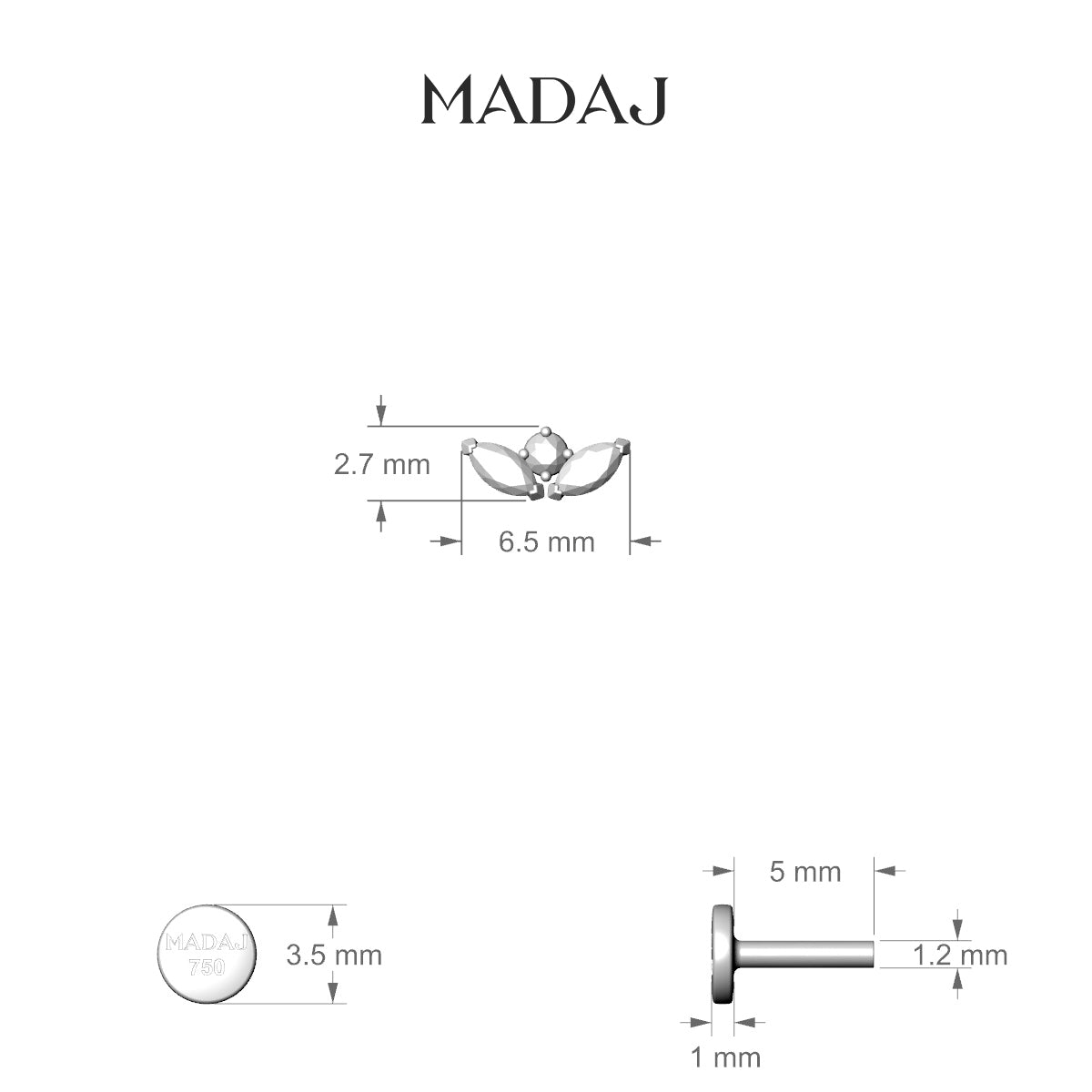 Dione | 18k Rose Gold 6.5 mm 5 mm Lotus Diamond Piercing