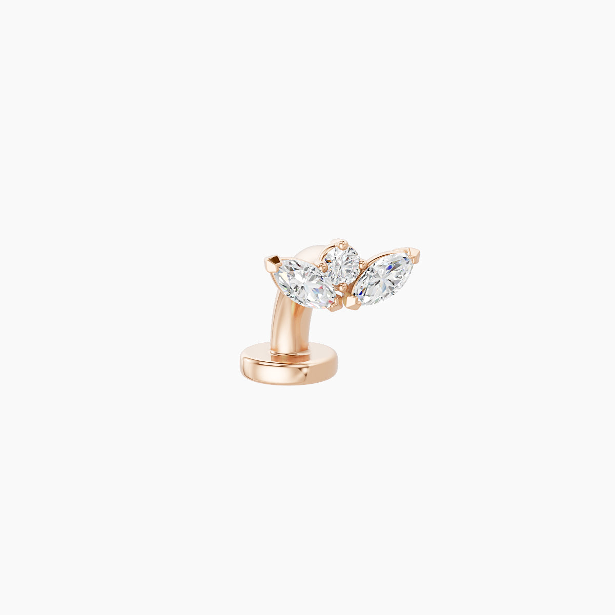 Dione | 18k Rose Gold 6.5 mm 6 mm Lotus Diamond Floating Navel Piercing