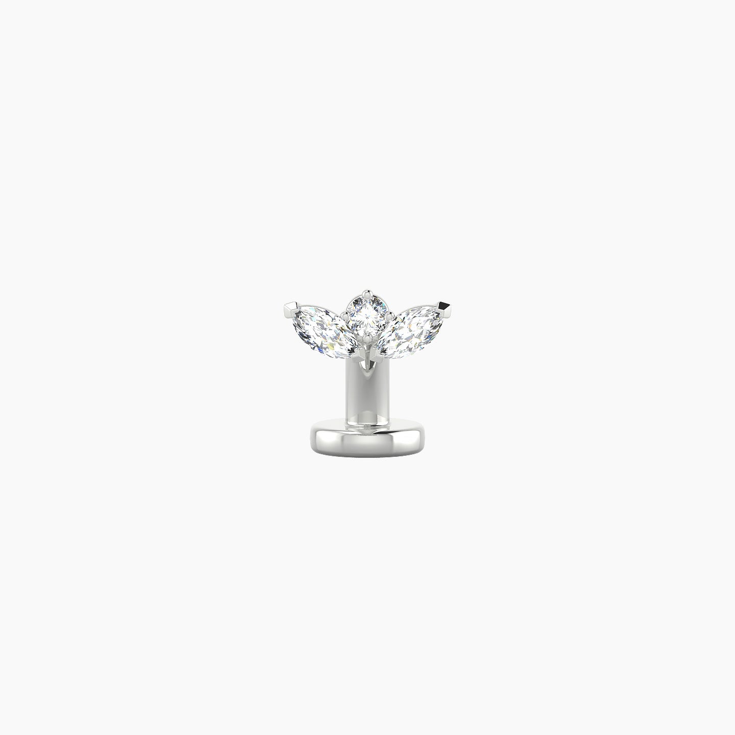 Dione | 18k White Gold 6.5 mm 6 mm Lotus Diamond Floating Navel Piercing