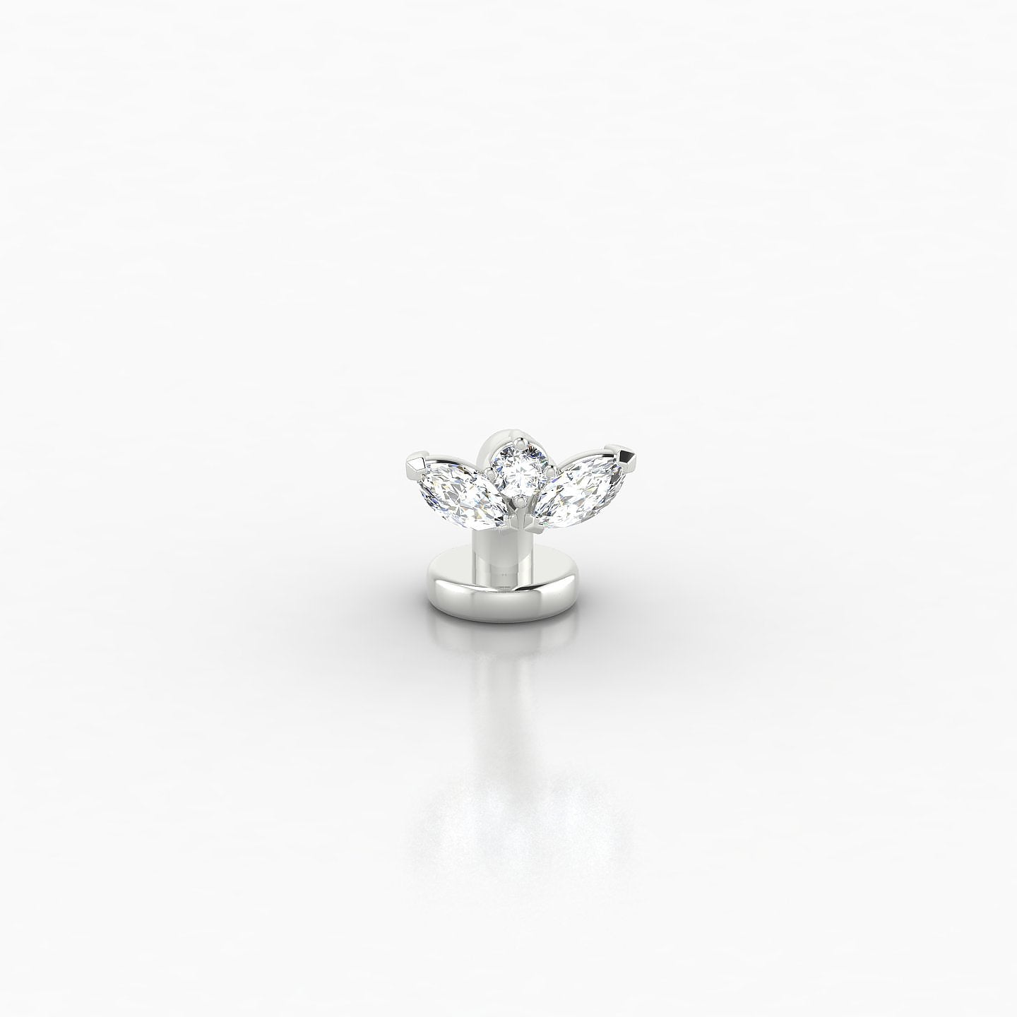 Dione | 18k White Gold 6 mm 6.5 mm Lotus Diamond Floating Navel Piercing