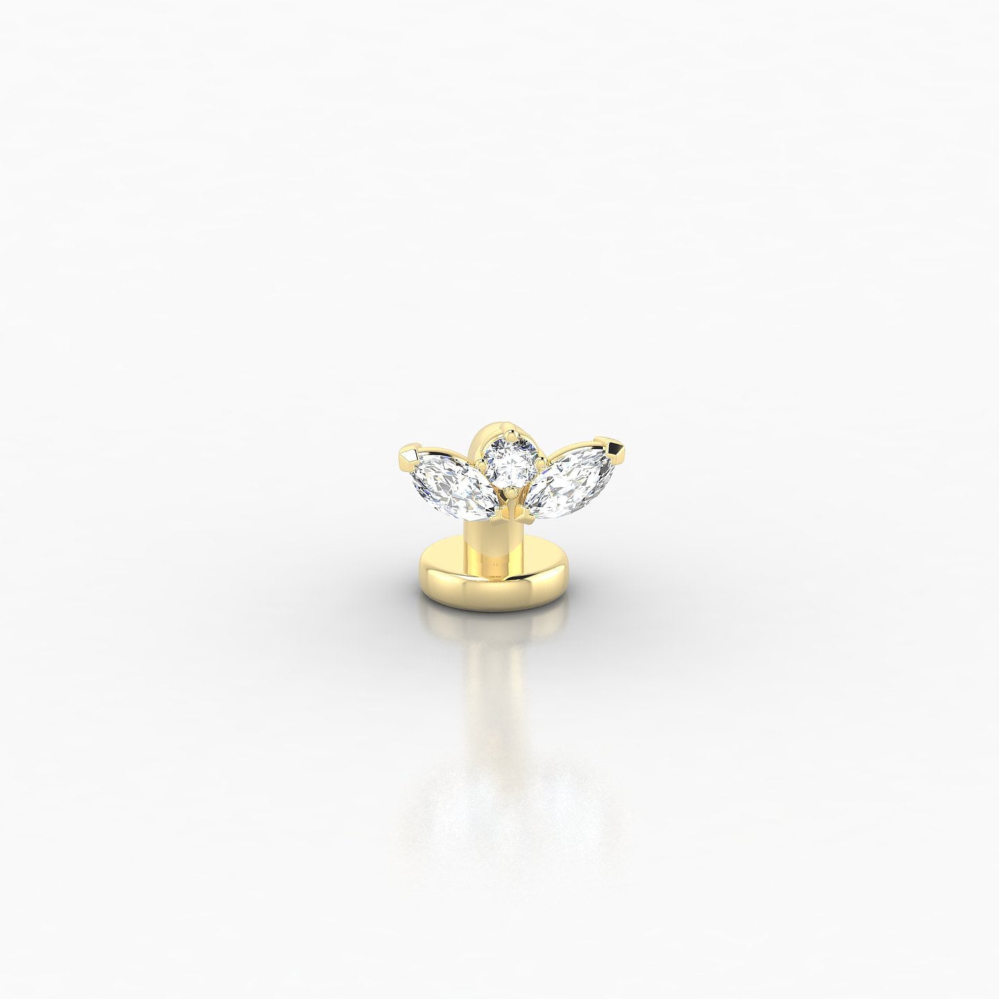 Dione | 18k Yellow Gold 6 mm 6.5 mm Lotus Diamond Floating Navel Piercing