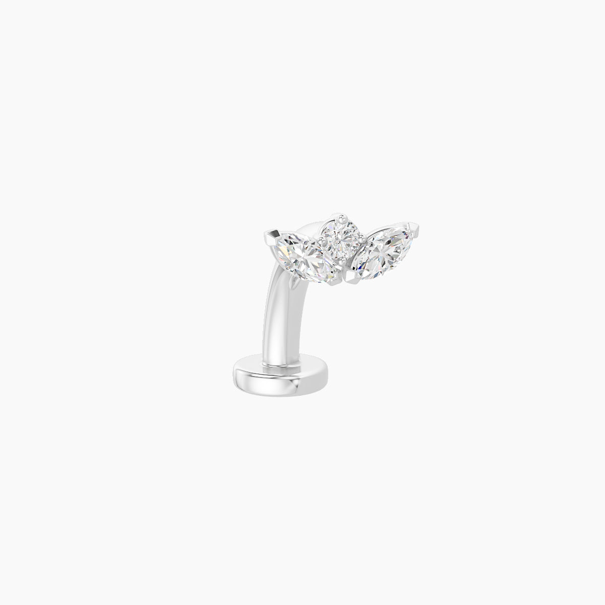Dione | 18k White Gold 6.5 mm 8 mm Lotus Diamond Floating Navel Piercing