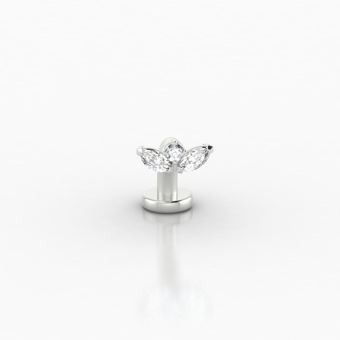 Dione | 18k White Gold 8 mm 6.5 mm Lotus Diamond Floating Navel Piercing
