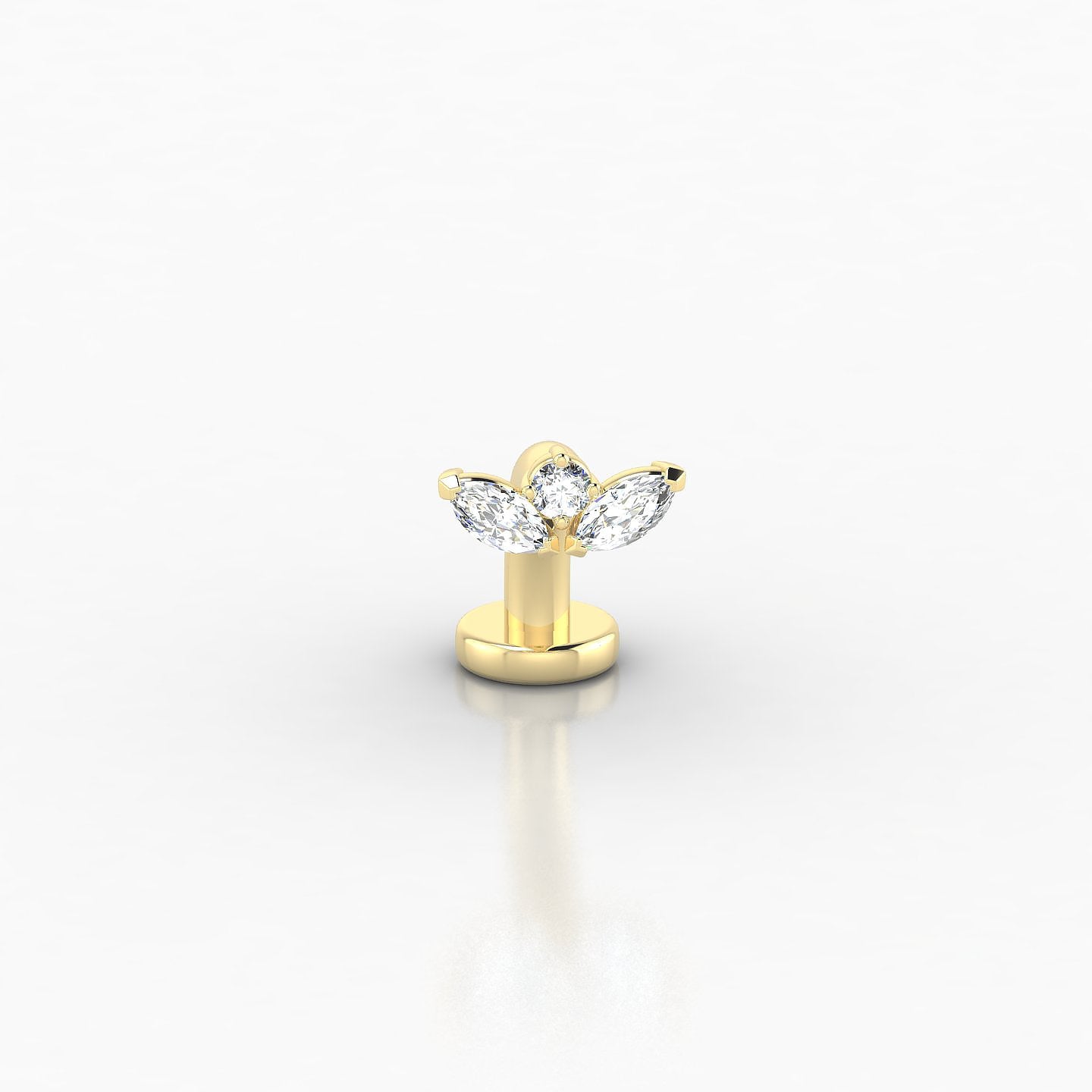 Dione | 18k Yellow Gold 8 mm 6.5 mm Lotus Diamond Floating Navel Piercing