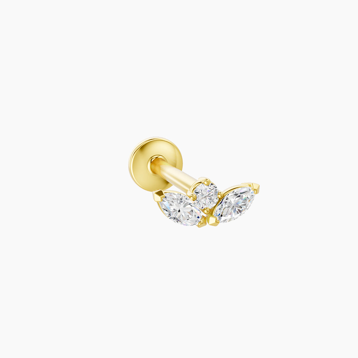 Dione | 18k Yellow Gold 6.5 mm 8 mm Lotus Diamond Nose Piercing