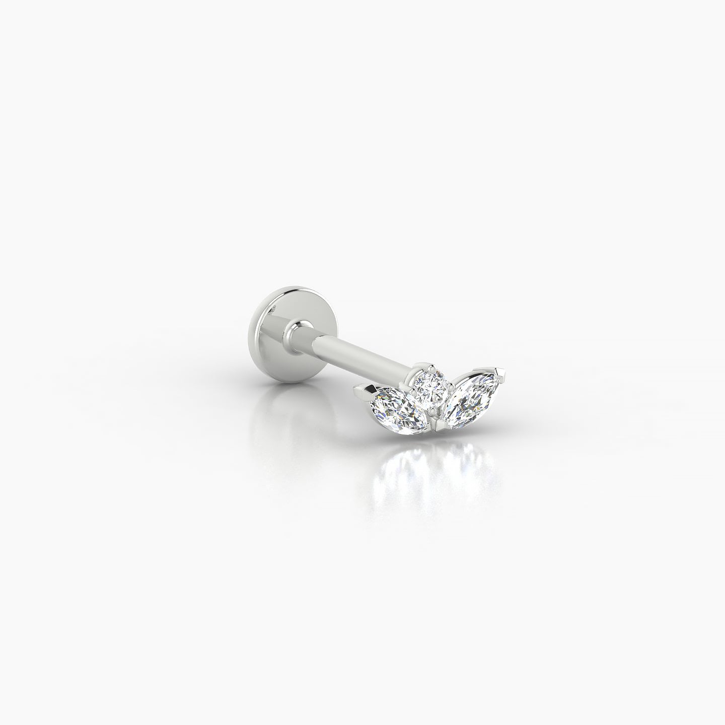 Dione | 18k White Gold 6.5 mm 8 mm Lotus Diamond Nostril Piercing