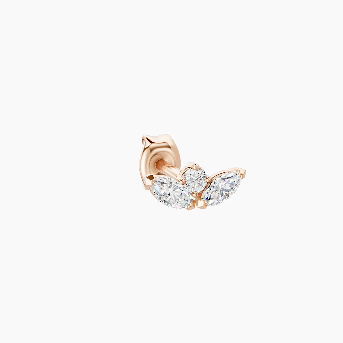 Dione | 18k Rose Gold 6.5 mm Lotus Diamond Earring