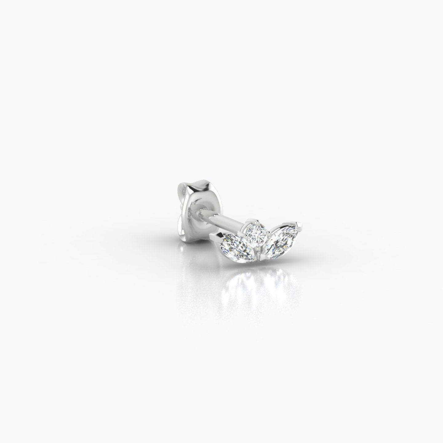 Dione | 18k White Gold 6.5 mm Lotus Diamond Earring