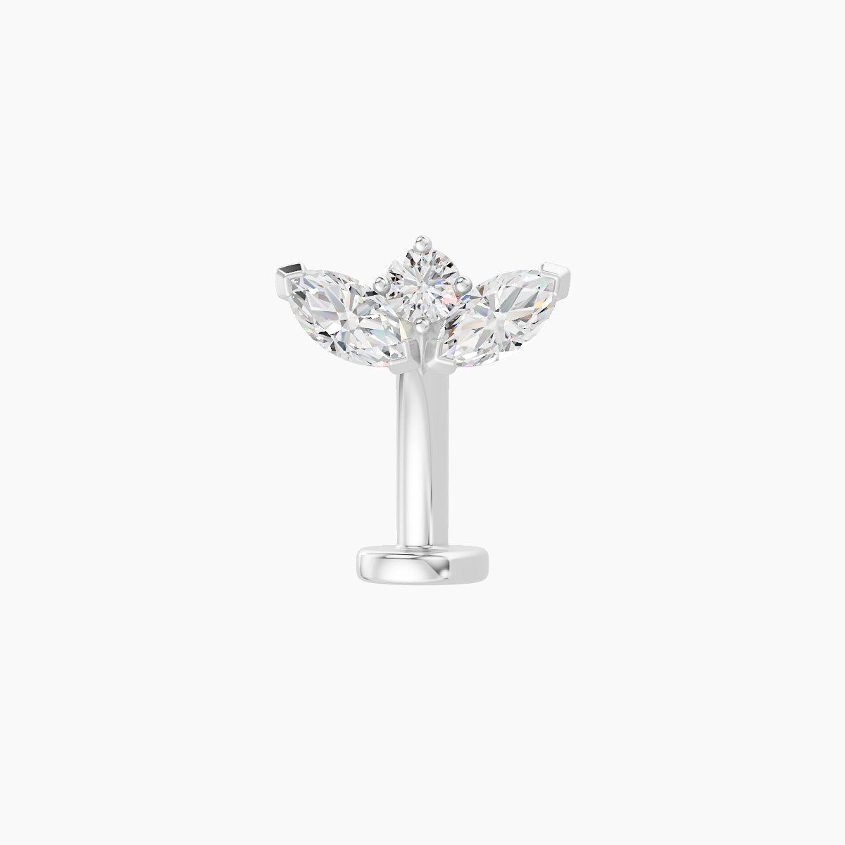 Dione | 18k White Gold 8 mm 10 mm Lotus Diamond Floating Navel Piercing